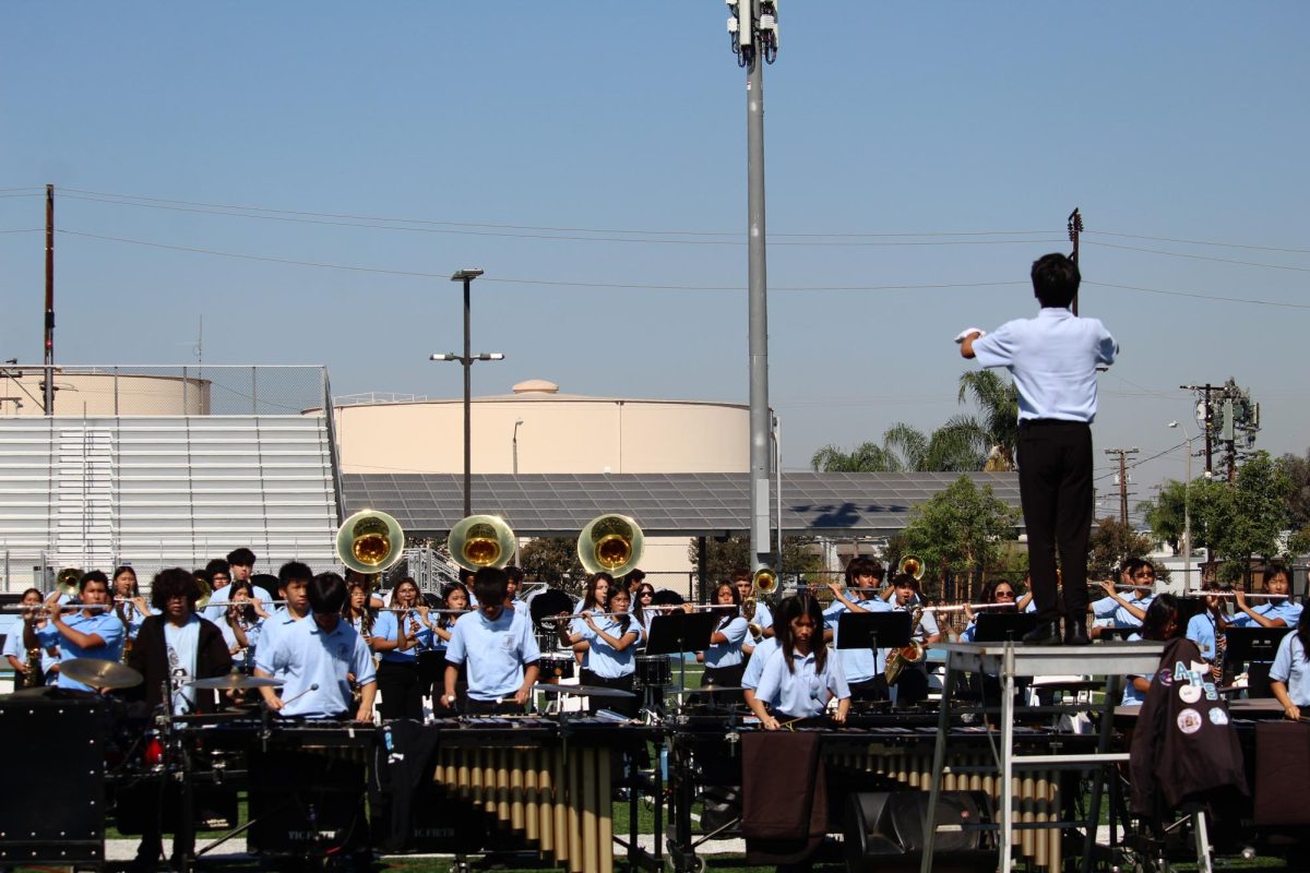 The Arroyo Knights Band performs the Alma Mater at the end of the assembly. This was the first time the entire student body enjoyed the band performing this year. 